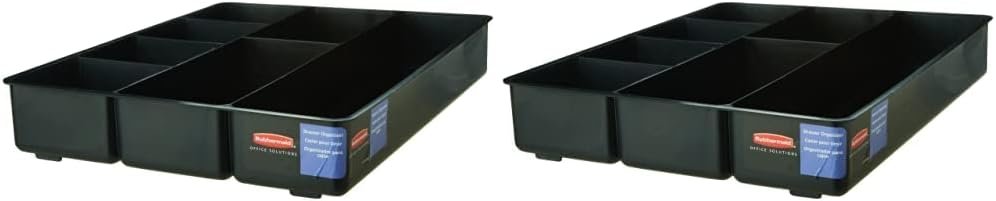 Rubbermaid Extra Deep Desk Drawer Director Tray, Plastic, 11.875 x 15 x 2.5 Inches, Black