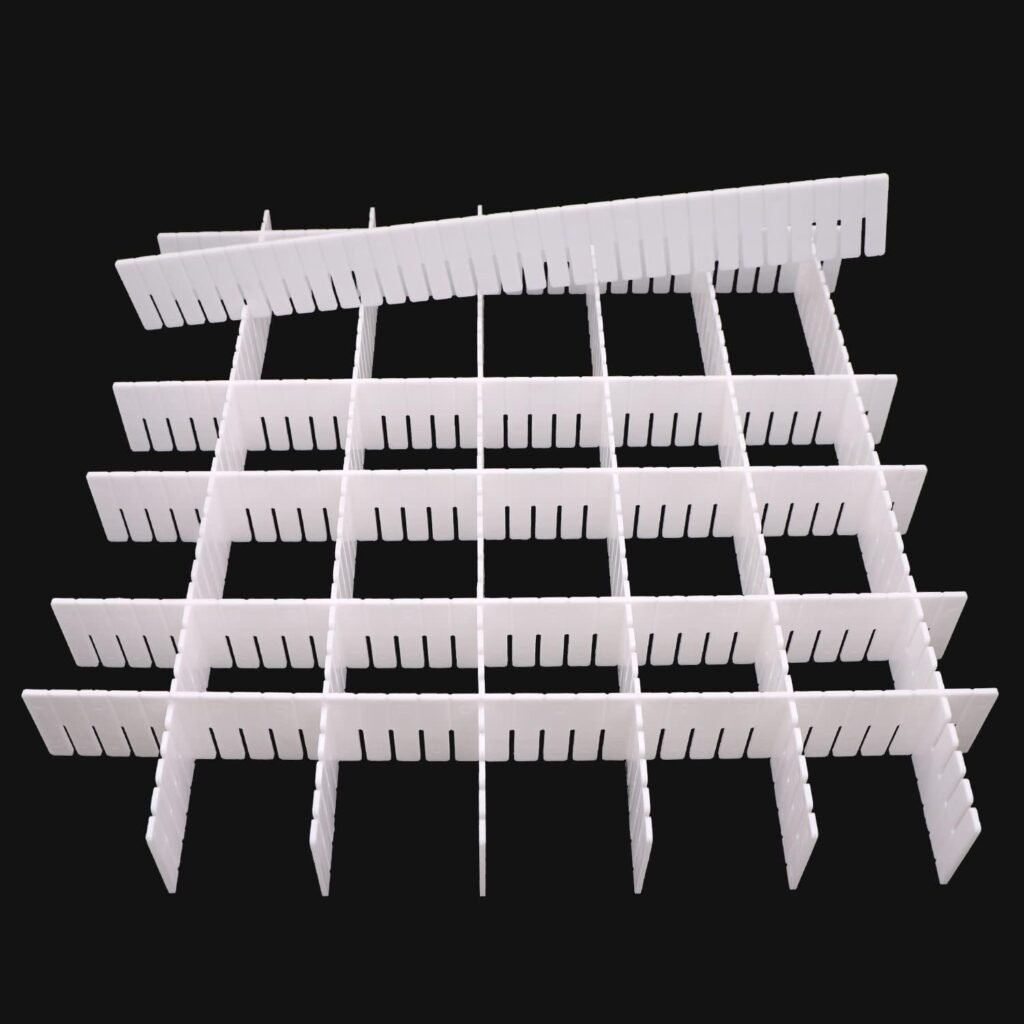 12Pcs Adjustable Drawer Dividers 0.1Inch Thickness DIY Grid Dividers 40x5cm Plastic Organizer Separator for Socks Underwear Makeup Cosmetic Clothes